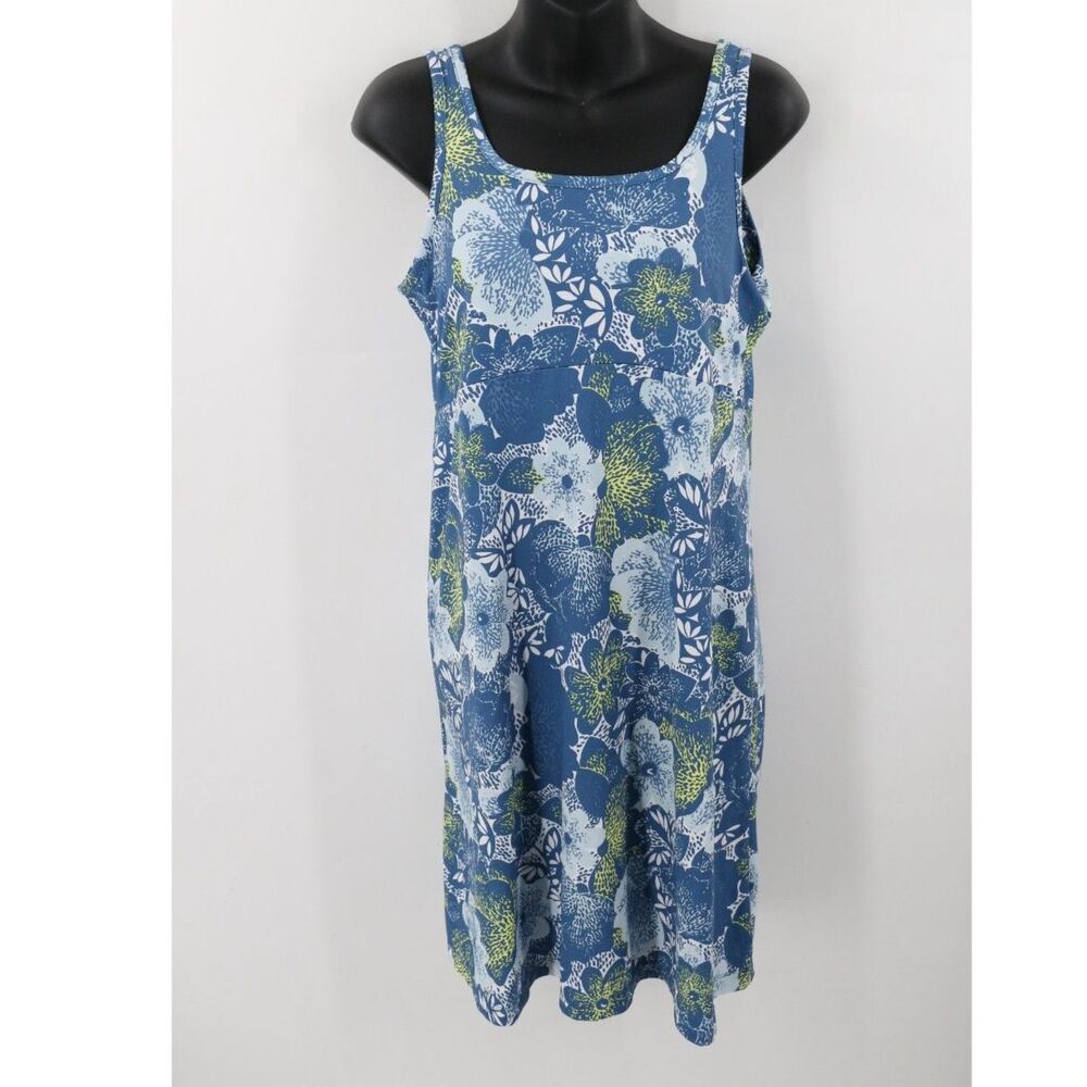 Columbia Womens Fishing Dress Blue Tropical Floral Print Size Medium Wicking